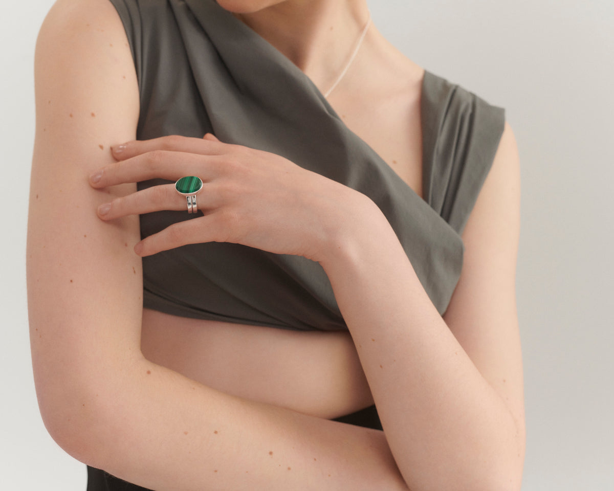 SPIRAL MALACHITE RING