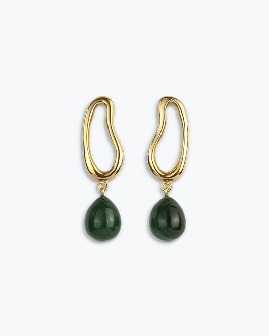 MILA EARRINGS - MALACHITE - GOLD - SAMPLES