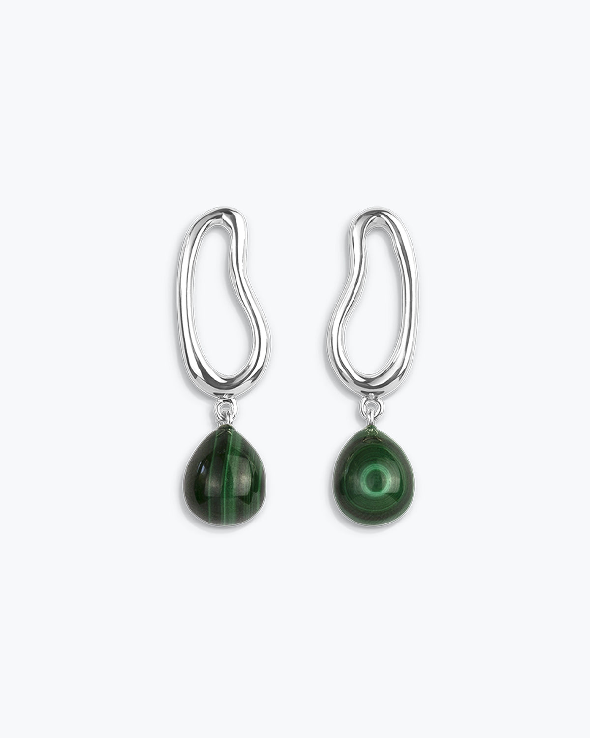 MILA EARRINGS - MALACHITE - SILVER - SAMPLES