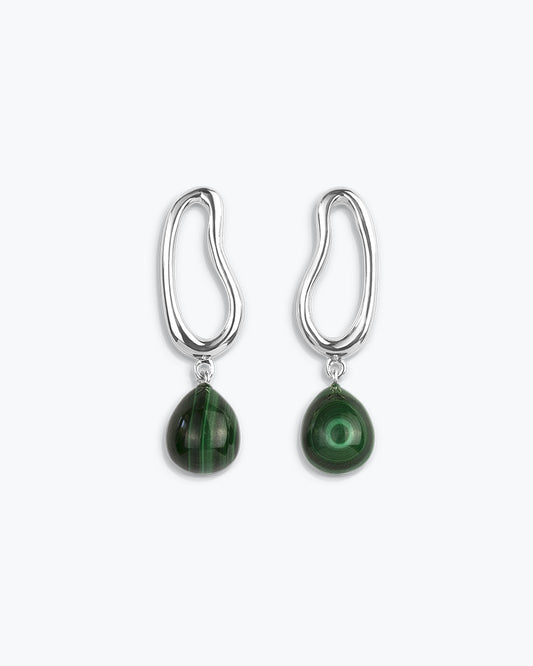 MILA EARRINGS - MALACHITE - SILVER - SAMPLES