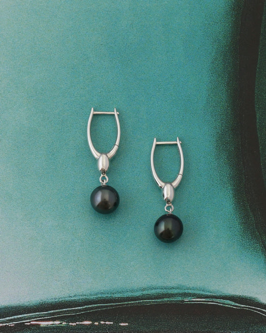 ARC EARRINGS - TAHITIAN PEARLS - SILVER