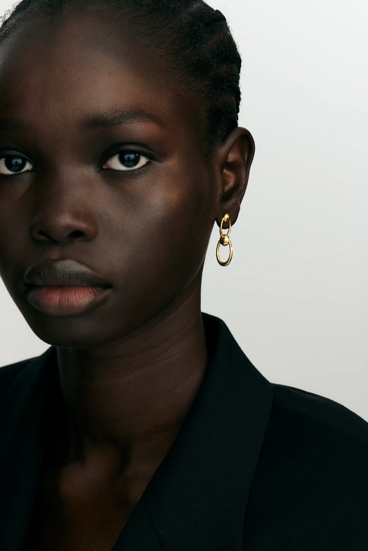 ARC EARRINGS - ROTATED PATTERN - GOLD